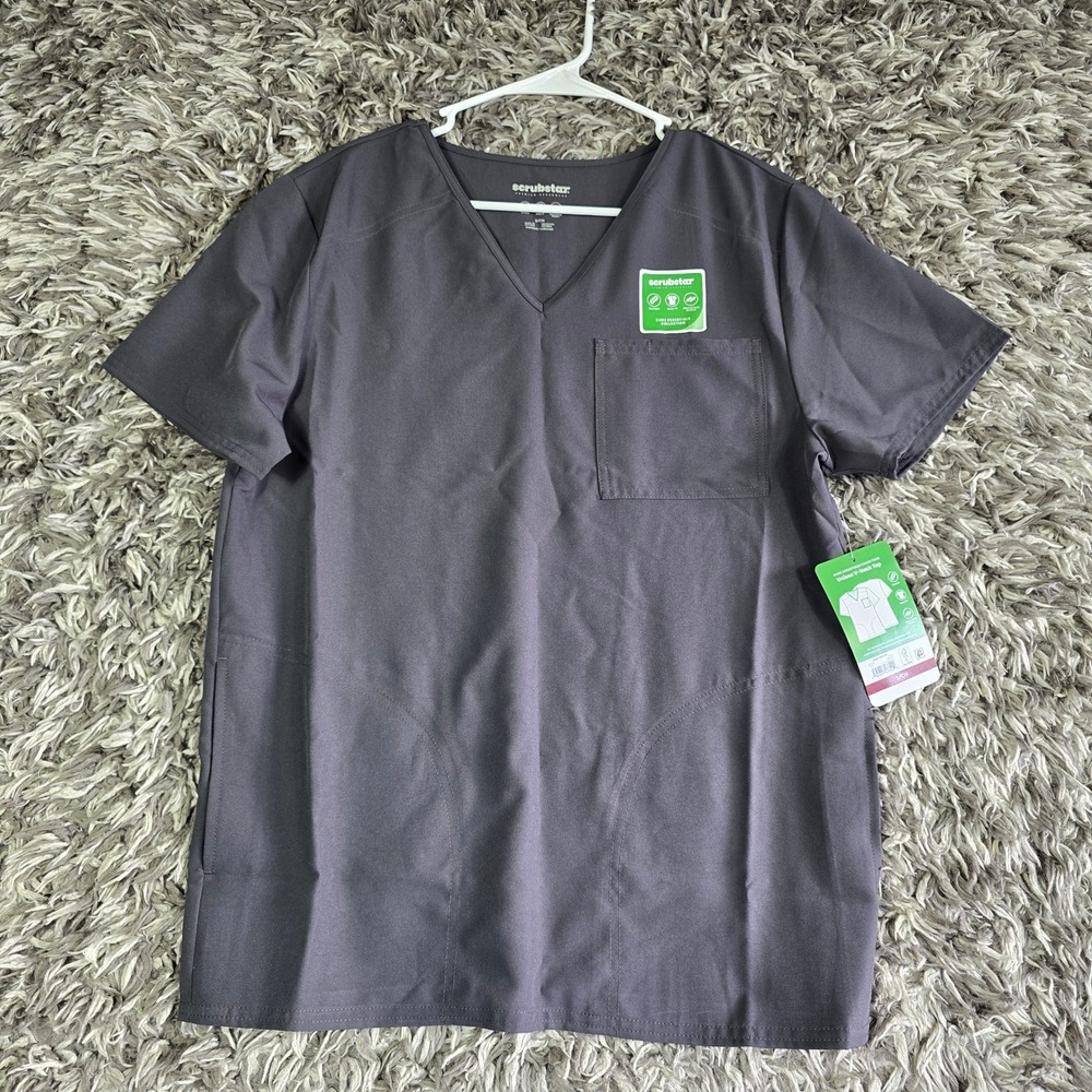 Scrubstar Unisex V-Neck Scrub Top Pewter Gray Core Essentials WM03T921 Small NWT